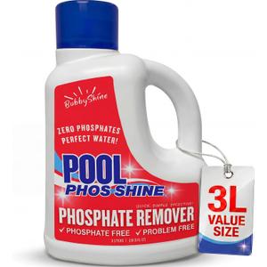 Phosphate Remover Pool Chemicals, 3 L, Pool Phosphate Remover, Swimming Pool Chemicals, Easy Cap Measure, ppb Dosing Guide, BubbyShine