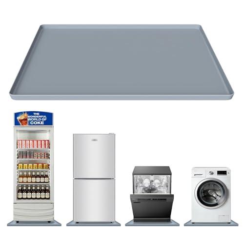 27" x 27" Silicone Washing Machine Drain Pan with 0.78" Raised Edge, Waterproof Washer Drip Tray, Non-Slip Floor Leak Protection Mat for Washer, Dryer, Refrigerator, Dishwasher。(Grey)