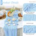 6 Pack Baby Blue Cheesecloth Table Runner 17x108 Inch Semi Sheer Boho Gauze Cheese Cloth Fabric Table Runners Table Decor for Wedding Party Baby Shower Birthday Home Decor Garden Farmhouse