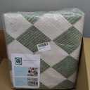 Washable Green Checkered Rug 5x7, Non-Slip Low Pile Area Rug for Living Room, Bedroom, Nursery, Modern Neutral Farmhouse Diamond Carpet, Pet & Kid Friendly
