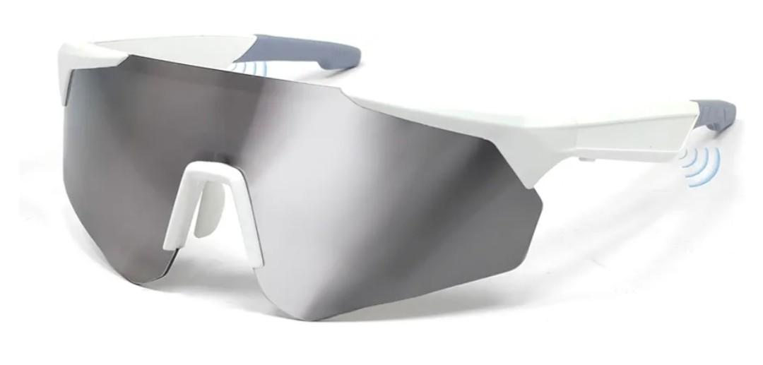 Polarized Bluetooth Sunglasses for Men,Sport Smart Glasses for Women with Open Ear Music Speakers,Built-in Mic,UV Protection Running Baseball Sunglasses, Cycling Glasses(Silver)