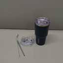 BJPKPK 30 oz Tumbler with Lid and Straw Stainless Steel Double Wall Vacuum Insulated Tumblers,Navy Blue