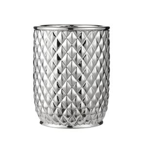 Bathroom Wastebasket - Ceramic Decorative Trash Can (Pineapple Pattern, Silver Grey)