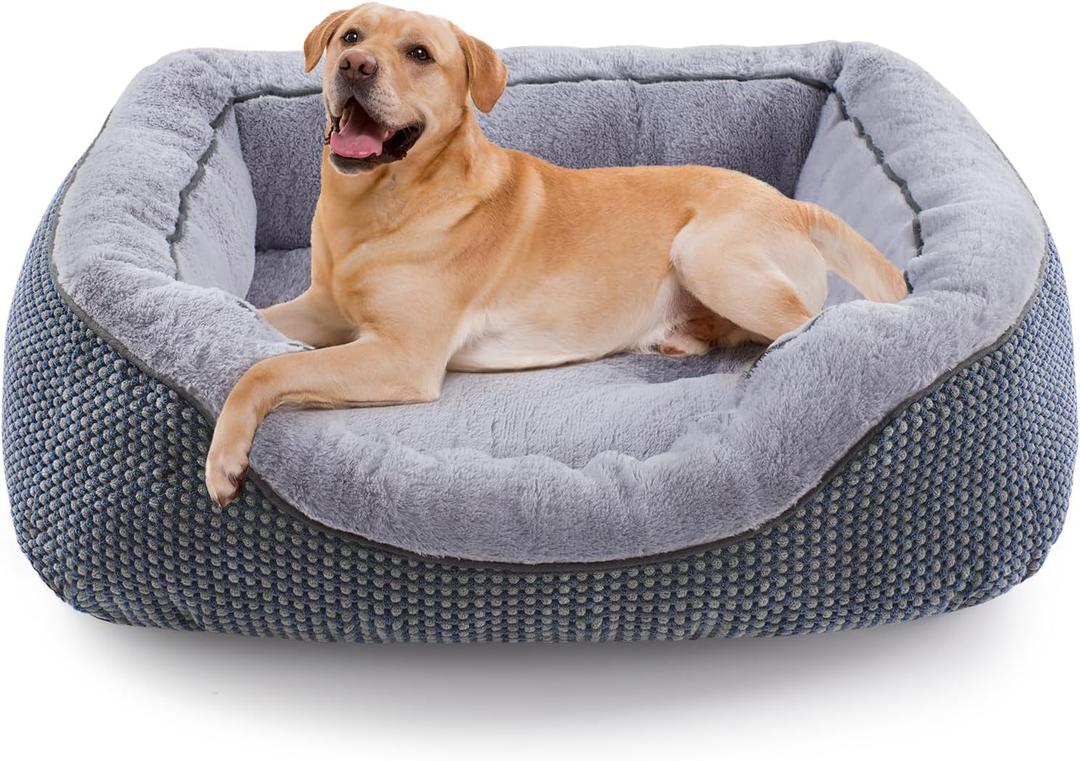 INVENHO Large Dog Beds Large Sized, Washable Orthopedic Warming Soft Sleeping Durable with Anti-Slip Bottom, L