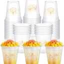 Yaomiao 50 Pcs 12 oz Fall Thanksgiving Plastic Cups Bulk Disposable Fall Cups Clear Pumpkin Maple Leaves Drinking Decorations for Harvest Autumn Thanksgiving Birthday Party Supplies