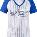 Womens City Baseball Fans V Neck Cage Raglan T-Shirts (XXXL)