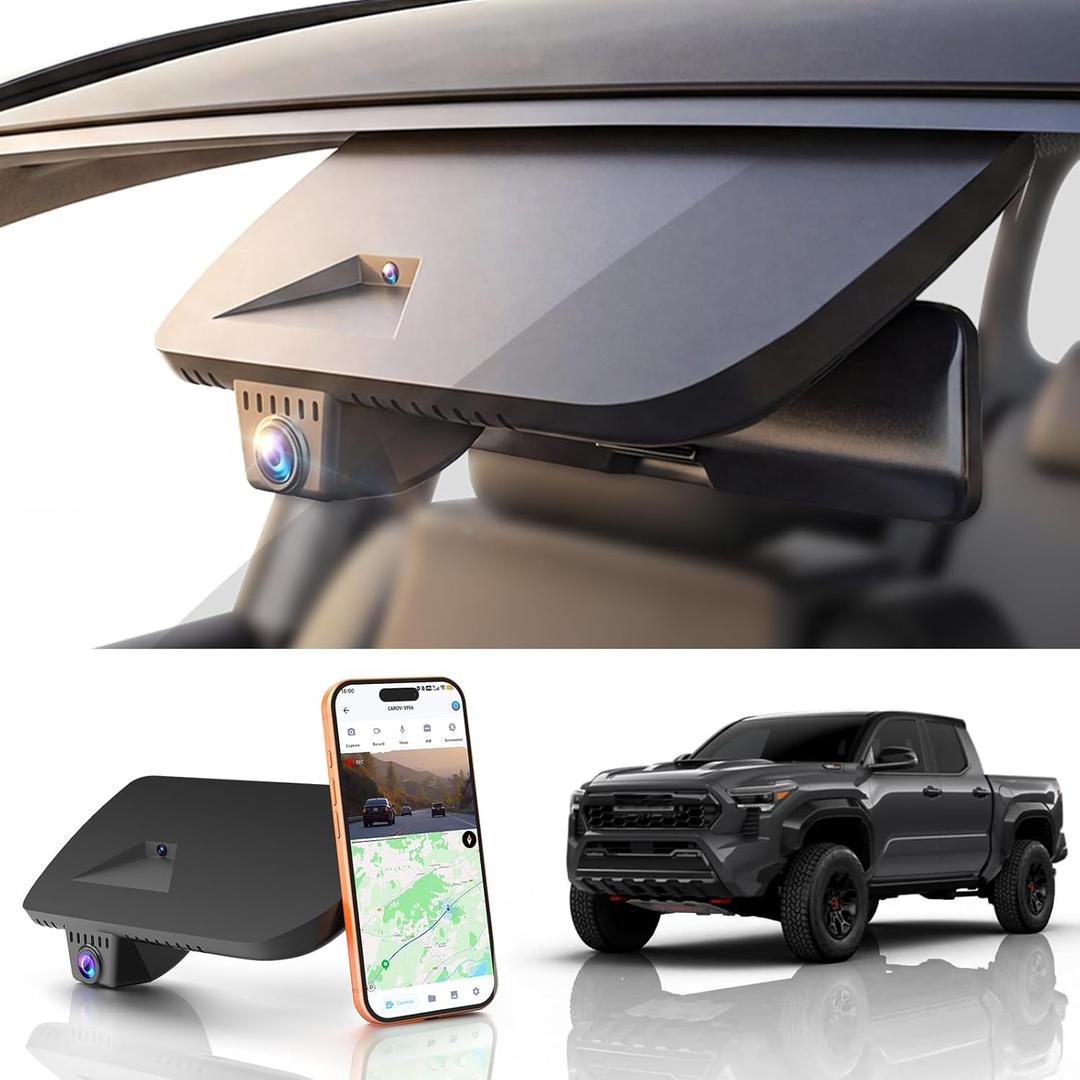 Front 4K Dash Cam fit for Toyota Tacoma 2024 2025 2026 4th gen TRD SR SR5 Sport Pre-Runner Off Road Limited & Tacoma Hybrid, Integrated Camera,OEM Look,2160P HDR,Built-in 5.8G WiFi,GPS 24-26+4K+64G Set
