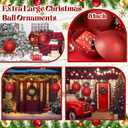 Zubebe 2 Pcs 8" Giant Fillable Christmas Ornaments with Ribbons Oversized Plastic Xmas Balls for Outdoor Lawn Yard Decor, Tree Hanging, Holiday Gifts(Glitter Red)