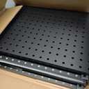 4 Pack Metal Pegboard Panels with 50 Hooks, Black Pegboard Wall Organizer, Pegboard Accessories, Heavy Duty Garage Tool Storage System for Workbench, Workshop, Office, Craft Room