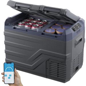 VEVOR NLS45, 12 Volt Car Refrigerator Fridge, 32 L Dual Zone Portable Freezer, -4℉-68℉ Adjustable Range, 12/ 24V DC and 100-240V AC Compressor Cooler for Outdoor, Camping, RV, Bule and grey