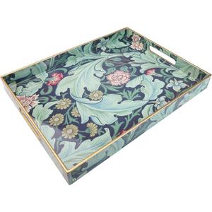 Spsyrine Serving Tray with Handles, Plastic Decorative Tray for Coffee Table, Living Room, Home Decor, Leicester