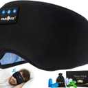 MUSICOZY Sleep Headphones Bluetooth 5.4 Headband Sleeping Eye Mask for Mom Women Men Wireless Music Earbuds Earphones for Side Sleepers Built-in HD Speakers Cool Gadgets Unique Gifts (Dark Black)