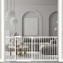 67-71.5 Inch Extra Wide Baby Gate, Pressure Mounted No Drill, Heavy-Duty Metal Safety Gate for Wide Stairs, White with Extension Kit