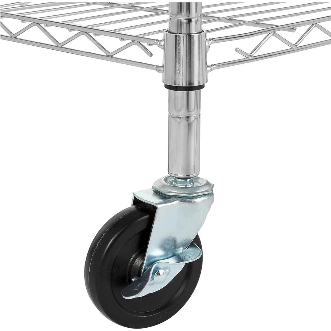 Stem Caster Wheels 3 inch, Shelving Wheels Heavy Duty, Industrial Casters for Wire Shelving, Wheels Set of 4, Stem Threaded 1/4"-20 Shelf Caster Replacement Wheel, Black
