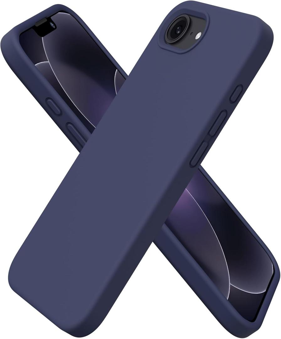 ORNARTO Compatible with iPhone 17e Case and for iPhone 16e Case 6.1", Liquid Silicone 3 Layers Full Covered Soft Gel Rubber Shockproof Cover, Protective Phone Cases for 16e & 17e-Midnight Blue