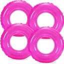 Whaline 4Pcs Inflatable Pool Float Toy Swim Tube Ring Pool Tube for Teen Boy Girl Outdoor Summer Swimming Pool Beach Party Favor Supplies (Hot Pink)