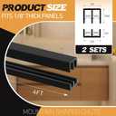Landical 2 Sets 4FT Sliding Door Track for 1/8" Thick Panels Closet Glass Doors Plastic Cabinet Window Sliding Track (Black)