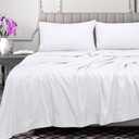 Royale Linens 300 Thread Count 100% Long Staple Combed Cotton Flat Sheet - Super Soft - Top Sheets - Queen Flat Sheet Sold Separately - Breathable, Cool & Crisp Percale Sheets Only (Queen, White)