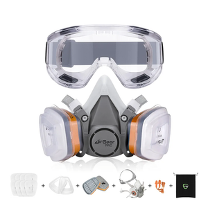 AirGearPro G-500 Reusable Respirator Mask with A1P2 Filters | Anti-Gas, Anti-Dust | Gas Mask Ideal for Painting, Woodworking, Construction, Sanding, Spraying, Chemicals, DIY etc