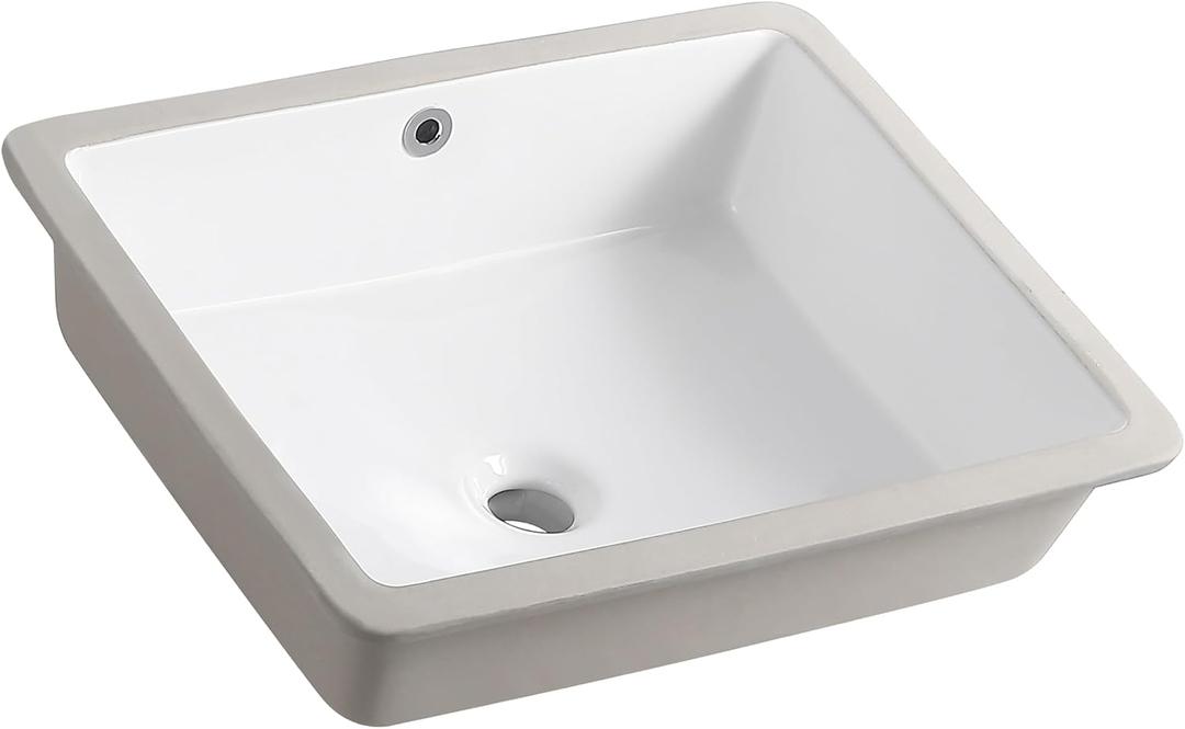 20 Inch Rectangle Undermount Bathroom Sink 19.5" X 15.9" Under Counter Vanity Sink Opening Size 17.5" x 13.78" White Porcelain Basin Sink Lavamanos Para Baos KINGWONG, 19.5" X 15.9" X 7.25"