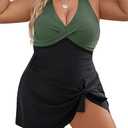 Blooming Jelly Women Plus Size Swim Dress Swimsuit One Piece Tummy Control Bathing Suits Modest Criss Cross Swim Suits, XXL