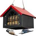 Kingsyard Double Upside Down Suet Feeder with Weatherproof Roof, All Metal Suet Feeders for Outdoors Hanging, Great for Downy Woodpecker Nuthatch Chickadee, Red