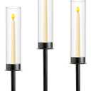 Black Taper Candle Holders: Candlestick Holders Set of 3 Hurricane Glass Tall Candle Holder for Candlesticks Candle Sticks Holder Decor for Table Centerpiece Wedding Party Christmas Decorations