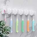 6 Pcs Toothbrush Holders Wall Mounted, Single Slot Design, Shower Self Adhesive Wall Mounted Toothbrush Holder with Cover, Waterproof and Dustproof, Suitable for Bathroom, Family, Travel (Transparent)