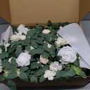 Ling's Moment 10pcs Wedding Chair Decorations Aisle Floral Swag Artificial Pew Flowers Hanging Garland White & Sage Green For Ceremony Reception Church Rose Floral Faux Arrangement Party Outdoor Decor