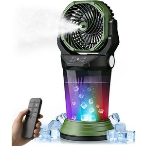 Portable Misting Fan with Remote, 2L Water Tank & 2 Spray Modes, 30000mAh Rechargeable Outdoor Cooling Fan, 4 Wind Speeds, 3 Timers, 120 Oscillation, RGB Lights & Flashlight for Camping Beach Patio, Medium