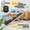 Dog Ramp for Bed, 64" Long Foldable Pet Ramp for Small Large Dogs, Dog Ramps for High Beds Car, High Traction with Platform 6 Adjustable Heights 24" to 30" Up to 220LBS Black