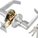 Commercial Door Lever Lock - Heavy-Duty Locking Door Handle, Entry Door Handle with Key Reversible Exterior and Interior Door Lever for Front Entrance, Bedroom and Bathroom. (Silver For Door 25-45mm)