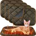 Clysee 4 Pack Self Heating Cat Pad Self Warming Dog Mat Reflects Body Heat Extra Warm Thermal Pet Pad Washable Dog Cat Bed Crate Bed Mat Blanket(Coffee Color,16 x 20 Inch)