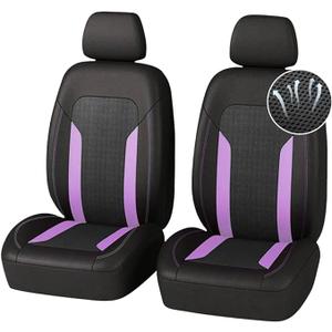 4PCS Cooling Car Seat Covers, Breathable Front Seat Covers with Mesh Construction and Foam Padding, Car Seat Protector to Reduce Back Sweating, Universal Car Interior for Car SUV (Purple)