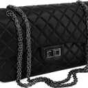 M-ioi-M Quilted Leather Crossbody Bags for Women,Soft Lambskin Adjustable Double Chain Strap Shoulder Bag,Designer Flap Purse