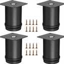 OwnMy 4PCS 3 Inch Stainless Steel Furniture Legs Feets Heavy Duty Metal Cabinet Legs, Adjustable Round Metal Furniture Risers Replacement Leg Extenders for Sofa Chair Desk