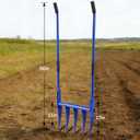 56'' Heavy Duty Broadfork for All the Soils, Unbreakable Design Pitchfork, 5 Sharp and Cambered 11'' Tines Bord Fork Garden Tool, Ergonomic Handles, Good Package, Easy Assembly, Blue