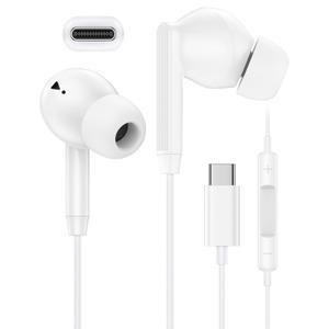 iPhone 17 16 USB C Wired Headphones with Microphone, Noise Cancelling Earbuds USBC for iPhone 16e 16 Pro Max 15 Plus, Samsung Galaxy Bud S25 Ultra Apple Wired Ear Buds in-Ear Type C Plug Earphones Mic (3FT)