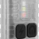 BORUIT V3 Small Powerful EDC Flashlight with Red UV Blue Light -Super Brigh Rechargeable Mini Pocket LED Keychain Flash Light - 10 Mode, USB-C, IP65 Waterproof, Magnet (White)