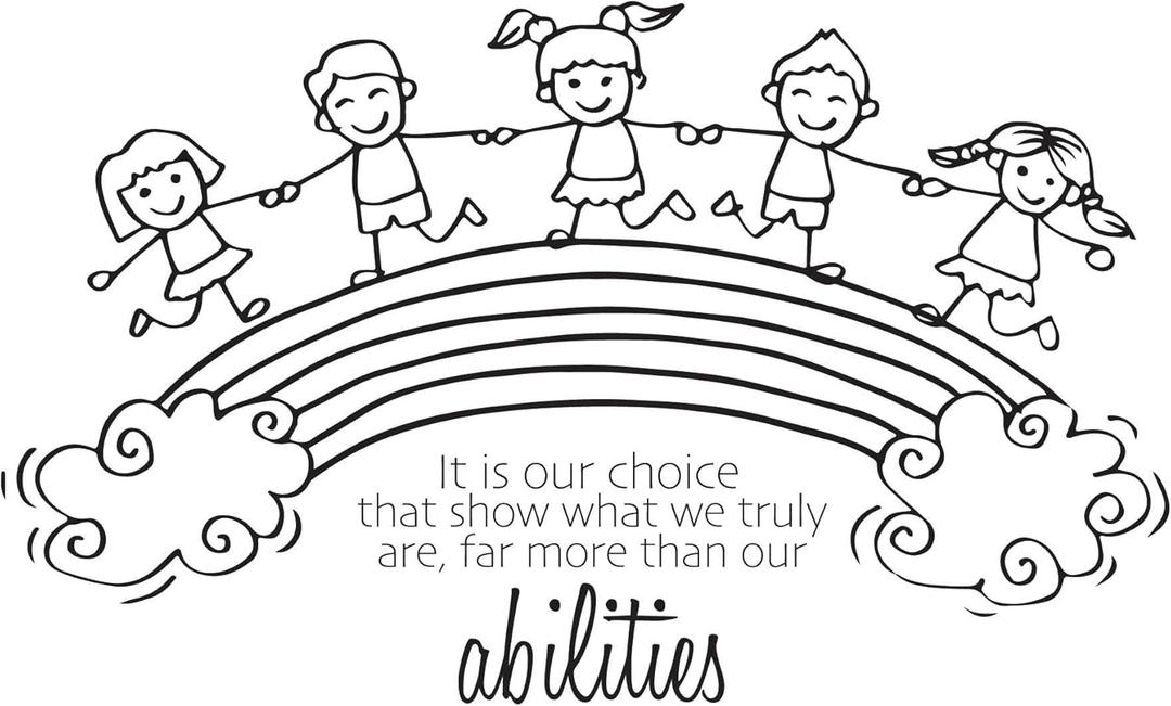 Children Our Choice Show What We Truly are Uplifting Quote Wall Decal Decoration Beautiful Rainbow Cute Happy Children Playing Lasts Years and Easily Removable - Size: 40 in(W) x 24 in(H)