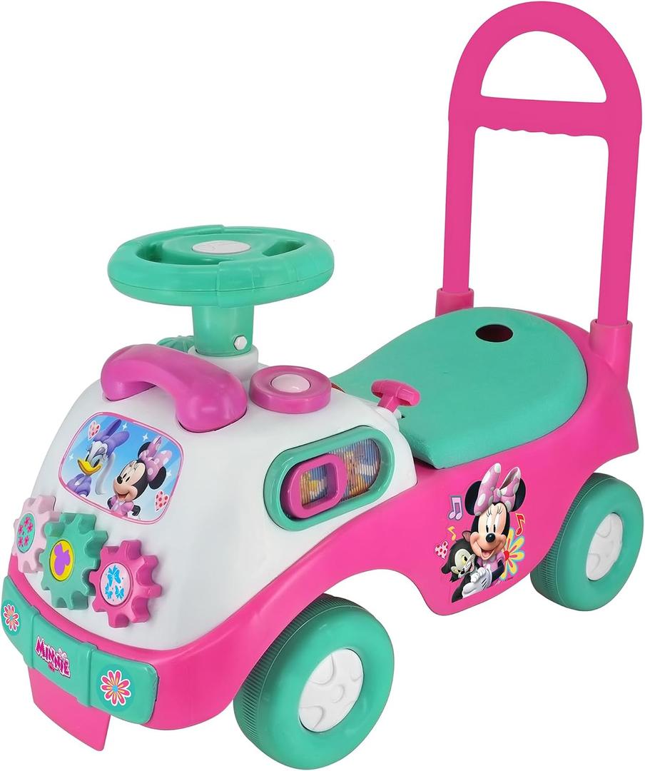 Kiddieland Disney Minnie Mouse My First Toddler Ride-On by Kiddieland, Foot-to-Floor Push car with Lights and Sounds, Activity Dashboard, 12 Months+, Indoor Riding Toy, Medium