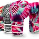 Sanabul Funk Strike Tie Dye Gel Boxing Gloves for Men & Women, Stylish and Protective Kickboxing Muay Thai Gloves for Training Sparring Punching Bag (10 oz, Purple Swirl)