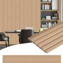 8-Pack 3D Slat Wall Panels Soundproof Faux Wood Wall Panels for Interior Décor, 48.2" x 6.3", Modern Wall Cladding for Living Room, Bedroom, Office Oak Finish