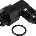 8AN Male Flare to 8AN -8 ORB O-ring Boss 90 Degree Swivel Fitting Adapter Aluminum Black