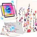 Shorogyt for iPad A16 11th Generation 11 inch 2025 /for i Pad 10th Generation case Magnetic Stand for Women - Cute Design 360 Degree Rotating Covers Girls Girly with Pencil Holder,Little Flower