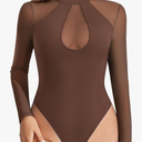 Avidlove Long Sleeve Bodysuits for Women Mesh Bodysuit Top Mock Neck Thong Body Suit Going Out Tops, XL