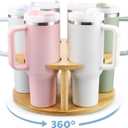 Water Bottle Organizer for Stanley 40 oz, 360 Rotated Cup Holder for Stanley Tumbler, Wooden Tumbler Holder for Cabinet Storage, Lazy Susan Cup Rack for Stanley Owala Simple Modern Accessories