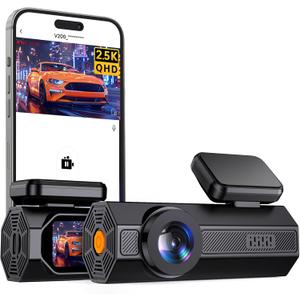 2.5K Car Dash Cam, VEEMENT Dash Camera for Cars, 1440P Car Dash Camera with APP, WiFi Dash Cams with WDR Night Vision, 24/7 Parking Monitor Dashcam, 160°Wide, G-Sensor, Mini Dash Cam