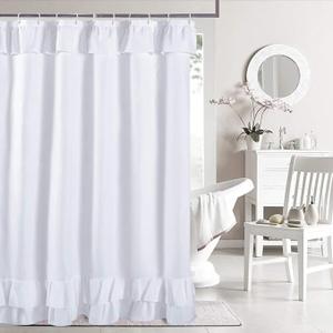 Yostev Luxury Fabric Shower Curtain 72"W x 96"L White