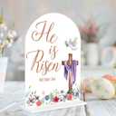 2 x He is Risen Easter Decor He is Risen Table Decor Religious Easter Decorations for Home Christian Gifts with Bible Verse Sign Arch Acrylic 6x8 Inch for Table Home Party White